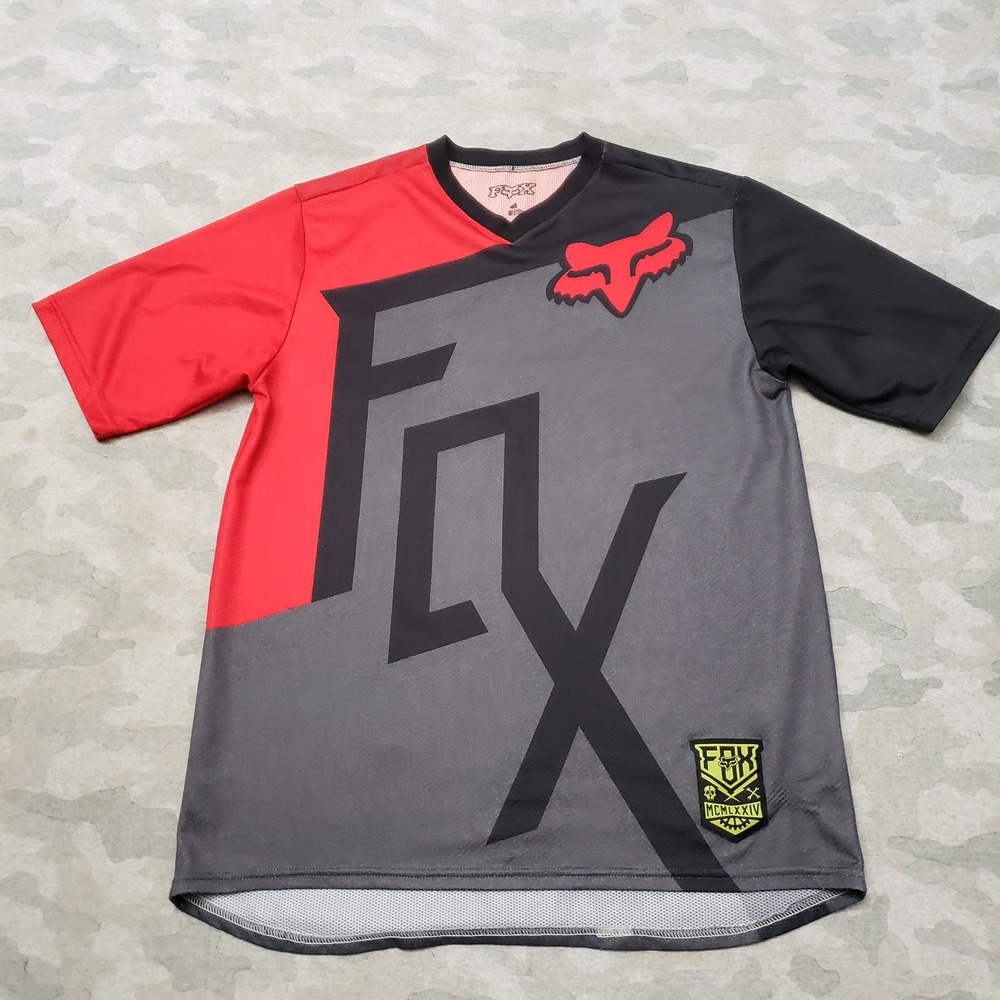 Fox Racing Shirt Mens Medium Gray Graphic Motocross Short Sleeve